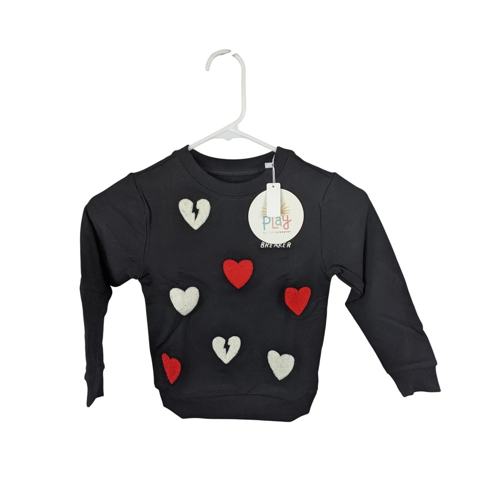 Play by Little Sleepies Heart Breaker Black Bamboo Fleece Sweatshirt 4T NEW